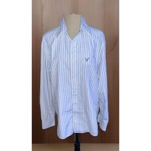 American Eagle Shirt Vintage Fit Button Down Blue White Striped Mens Large
